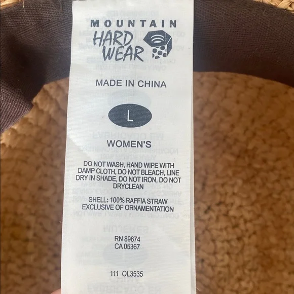 Mountain Hardwear Natural Raffia Straw Sun Hat Sz L Brown Trim Packable Vacation - Picture 4 of 6